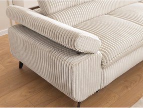 Кремав ъглов диван от рипсено кадифе (десен ъгъл L форма) Marbeya – Ropez