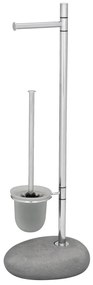WENKO 19494100 - Четка за WC PEBBLE STONE 23,5x70 cm блясък. хром/сива/сатен