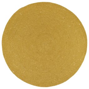 Ръчно изработен килим от вълна и памучна смес в горчично жълто, ø 140 cm Neethu - Nattiot