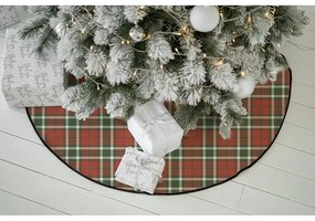 Червен памучен кръгъл килим за под елха, подходящ за пране ø 133 cm Classic and Checkered – Butter Kings