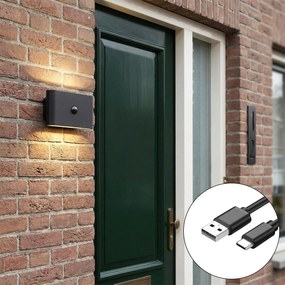 Стенна лампа черна 4-степенен сензор магнитна вкл. LED акумулаторна - Batt