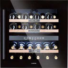 Klarstein Vinsider 36 Onyx Edition, охладител за вино, 2 охладителни зони, 5-22 °C, 85 л