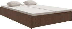 317239 vidaXL Трансформиращ се шезлонг с възглавници, полиратан, кафяв