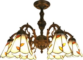 Brilagi - Витражен плафонен полилей в стил Тифани FOLIA 6xE27/60W/230V, диаметър 60 см