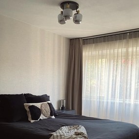 Таванен прожектор черен със злато с опушено стъкло 3-светлина - Zuzanna