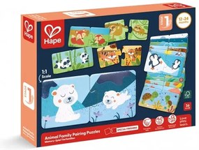 Детски образователен пъзел, Hape, Семейства животни, 36 части