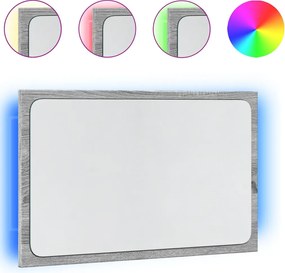 834928 vidaXL LED огледало за баня, сив сонома, 60x8,5x38 см, инженерно дърво
