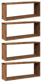 856587 vidaXL Wall Cube Shelves 4 бр. старо дърво 60x15x23 cm