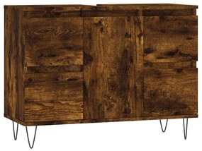 831657 vidaXL Шкаф за баня, опушен дъб, 80x33x60 см, инженерно дърво