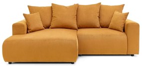 Кадифен ъглов диван в цвят жълта охра Enjoy – Bobochic Paris