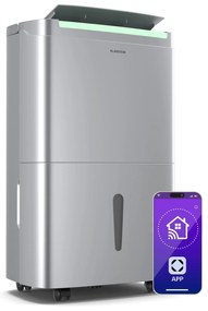Klarstein Изсушител DryFy Connect 50, 50 л на ден, 45-55 м², управление чрез приложение, мобилен, резервоар за вода