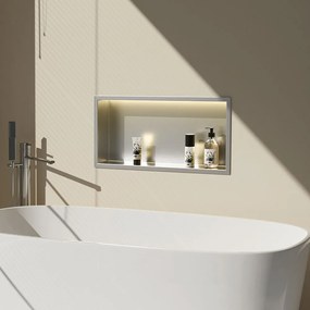 Вграден рафт за баня  LED 30x60 steel brush