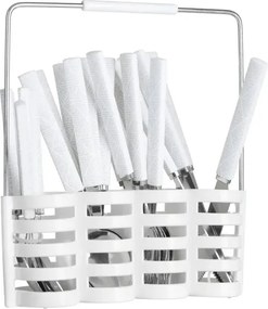 Комплект прибори Secret de Gourmet Géo, Бял, Със стойка, 24 части