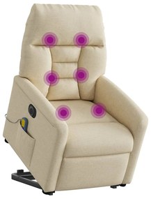 3303070 vidaXL Електрически изправящ масажен реклайнер стол кремав текстил