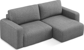 Сив сгъваем/с място за съхранение ъглов диван от рипсено кадифе (десен ъгъл) Kona – Makamii