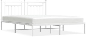 353590 vidaXL Метална рамка за легло с горна табла, бяла, 180x200 см