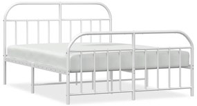 353707 vidaXL Метална рамка за легло с горна и долна табла, бяла, 183x213 см