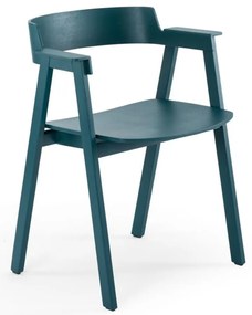 Трапезен стол с подлакътници от масивен дъб в петролен цвят Flip – Gazzda