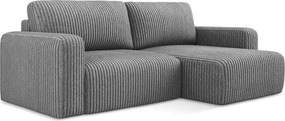 Сив сгъваем/с място за съхранение ъглов диван от рипсено кадифе (десен ъгъл) Kona – Makamii