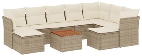 3256296 vidaXL Градински диван с възглавници, 10 части, бежов полиратан