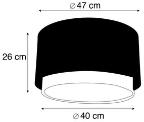 Абажур от плат черен 40/47/26 със златен интериор
