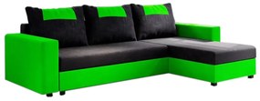 Ъглов разтегателен диван COOPER, 232x144, черен/зелено, mikrofaza04/U062