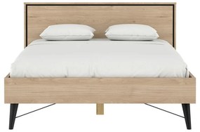 Двойно легло от дъбов декор с включена подматрачна рамка в естествен цвят 140x200 cm Ry – Tvilum