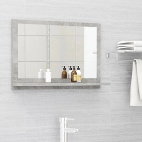 804566 vidaXL Огледало за баня, бетонно сиво, 60x10,5x37 см, ПДЧ