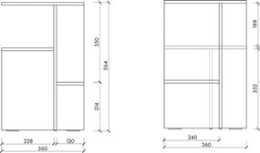 Черно нощно шкафче с рафтове Atik – noo.ma