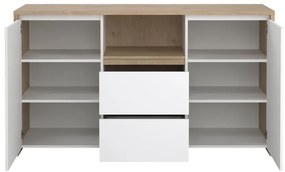 Скрин от дъбов декор в бял и естествен цвят 149x84x48 cm Next – Tvilum