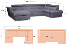 П - образен диван Медисън