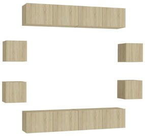 3078963 vidaXL Комплект ТВ шкафове от 8 части, дъб сонома, инженерно дърво