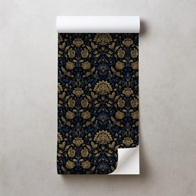 Самозалепващ тапет – Златни цветя на тъмен фон