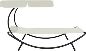 48077 vidaXL Лаундж легло за открито с навес и възглавница, кремавобяло