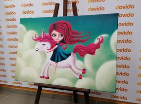 Картина на платно – Момиченце с еднорог