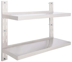 51047 vidaXL Стенен рафт с 2 нива, неръждаема стомана, 100x30 см