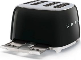 Тостер за хляб SMEG 50's Style TSF03BLEU, 2000W, 4 филии, 6 нива, Тавичка за трохи, Вграден кабел, Неръждаема стомана, Черен