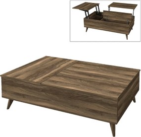 Рой кафе маса с меламинов полиморфен в орехов цвят 121x69x40см.