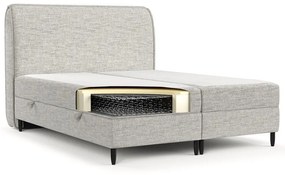 Светлосиво боксспринг легло с място за съхранение 180x200 cm Melba – Maison de Rêve