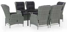 3099646 vidaXL Градински трапезен комплект, 7 части, светлосив
