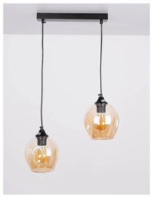 Черна висяща лампа със стъклен абажур 14x48 cm Aspa - Candellux Lighting