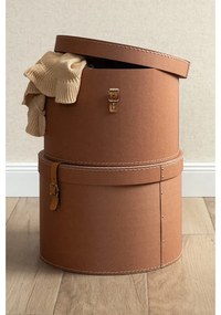 Декоративни кафяви картонени кутии за съхранение в комплект от 2 бр. с капаци ø 37,5x25 cm Rut Restore Paper Laminate – Bigso