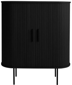 Черен шкаф за вино от дъбов декор с плъзгащи се врати 100x118x40 cm Nola – Unique Furniture