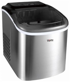 Ледогенератор Oliver Voltz OV51447CS, 120W, 12кг/24 часа, 1.3 л, 9 кубчета за цикъл работа, Индикатор за лед и вода, Инокс