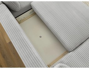 Светлосив разтегателен ъглов диван от рипсено кадифе (ляв ъгъл/"U" форма) Lucien – Bobochic Paris