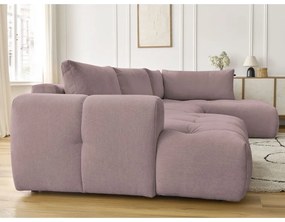 Розов сгъваем/с място за съхранение ъглов диван (десен ъгъл/U форма) Fuji – Bobochic Paris