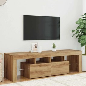 856304 vidaXL ТВ шкаф с LED осветление, 140x36,5x40 см, инженерно дърво