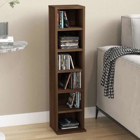 815074 vidaXL Етажерка за дискове, кафяв дъб, 21x20x88 см, инженерно дърво