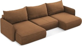 Оранжев разтегателен ъглов диван с място за съхранение Nanea – Makamii