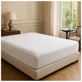 Бял еластичен чаршаф от памук Renforcé 200x140 cm Ranforce – Mila Home Luxury